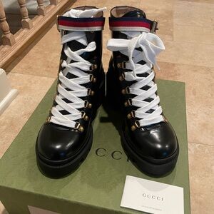 Gucci Black Leather High-Top Sneakers